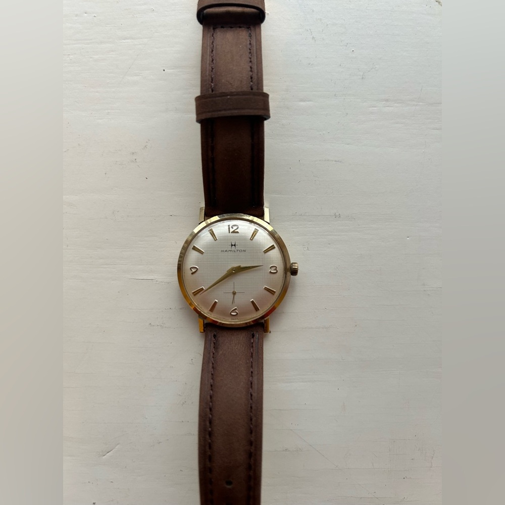Hamilton Arthur 14kt Gold Men's Vintage 1960s Watch Winds and Runs!